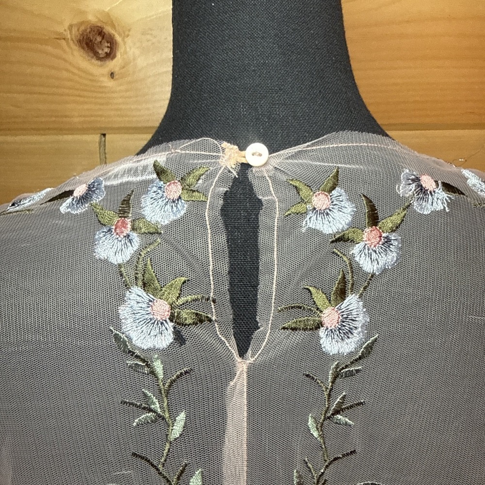 Zara Top Womens M Sheer Floral Boho Whimsical Cottagecore Romantic Fairycore - Picture 6 of 16